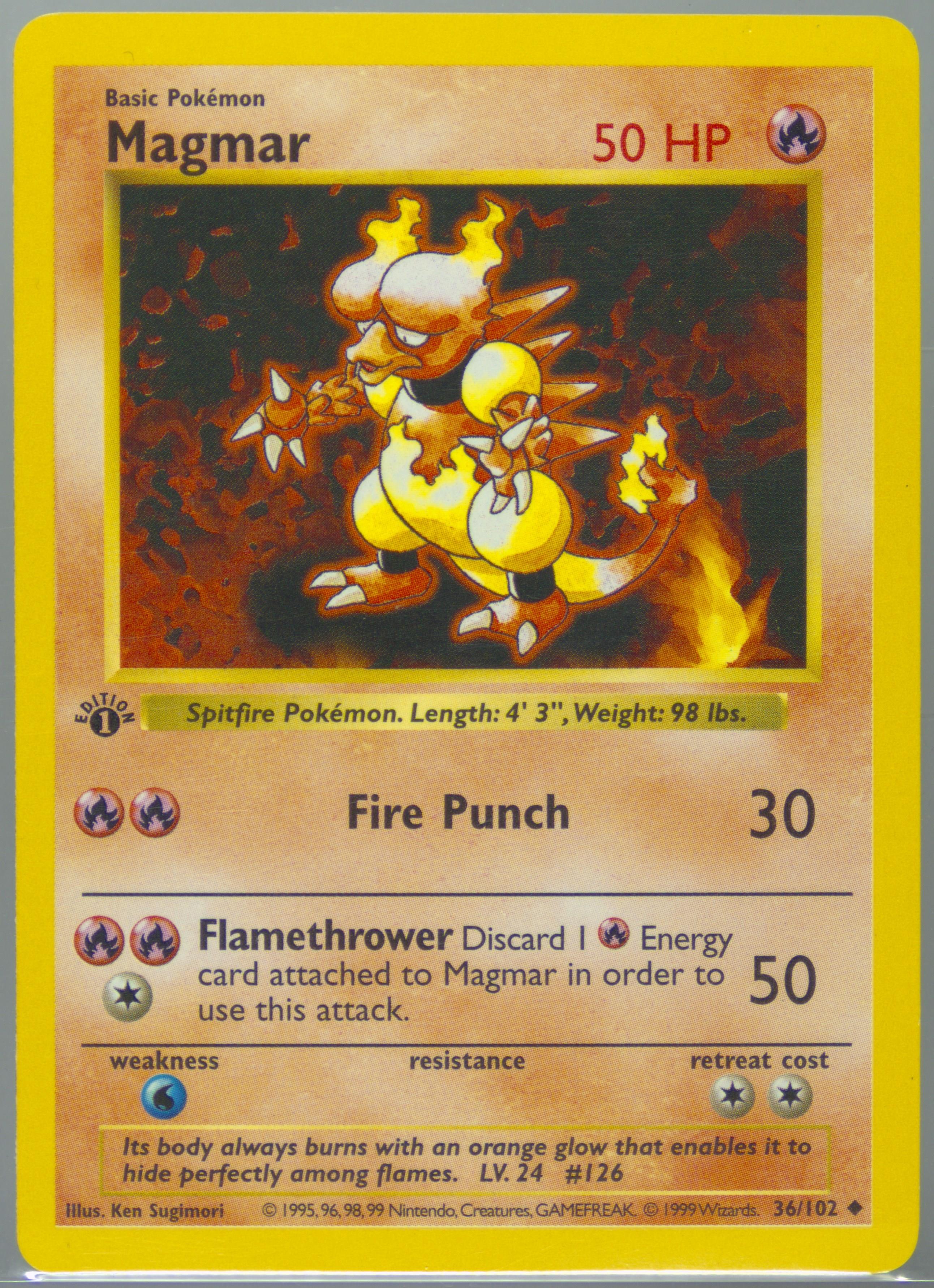 1995 magmar pokemon card value Amazon.com: Pokemon Magmar - 36/102 - Uncommon - Unlimited Edition
