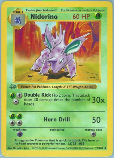 Auction Prices Realized Tcg Cards 1999 Pokemon Game Nidorino Auction Prices Realized Tcg Cards 1999 Pokemon Game Nidorino