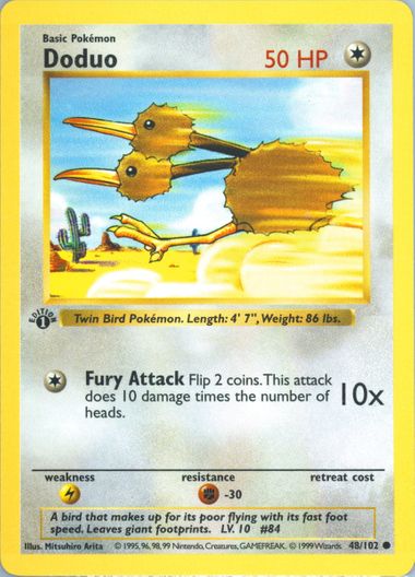 Auction Prices Realized Tcg Cards 1999 POKEMON GAME Doduo