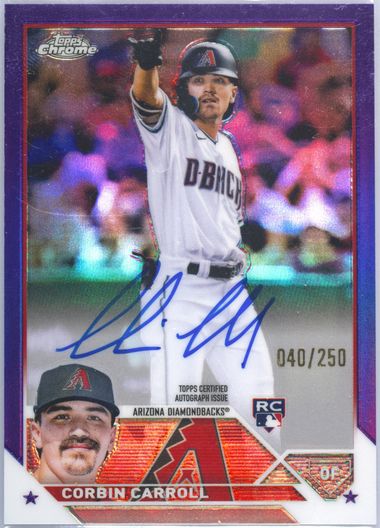 スポーツ選手 CORBIN CARROLL rookie autograph Corbin Carroll 2023 Topps Chrome #RA-CCA Rookie Autographs