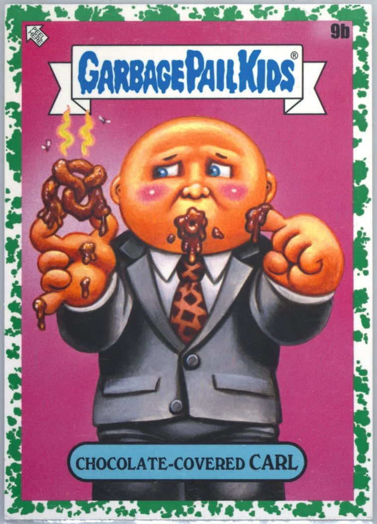 2023 Topps Garbage Pail Kids X View Askew Green #9b Chocolate-Covered Carl front