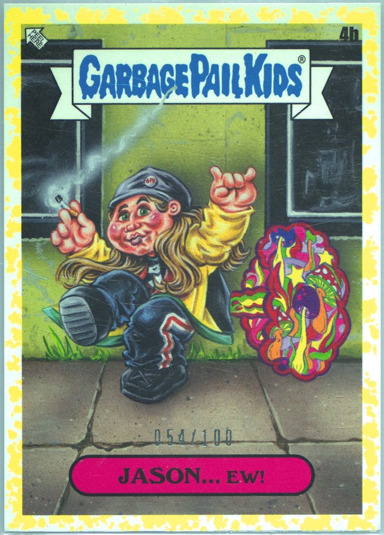 2023 Topps Garbage Pail Kids X View Askew Yellow #4b Jason... Ew! front