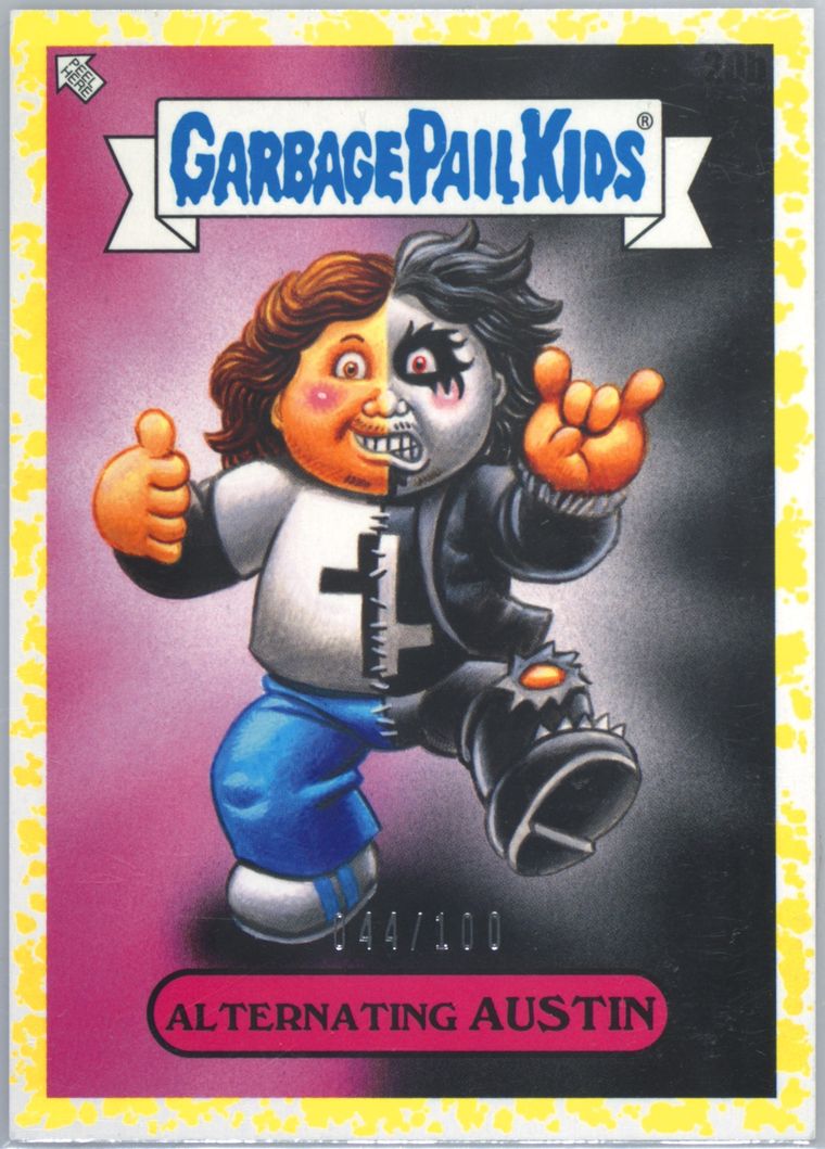 2023 Topps Garbage Pail Kids X View Askew Yellow #20b Alternating Austin front