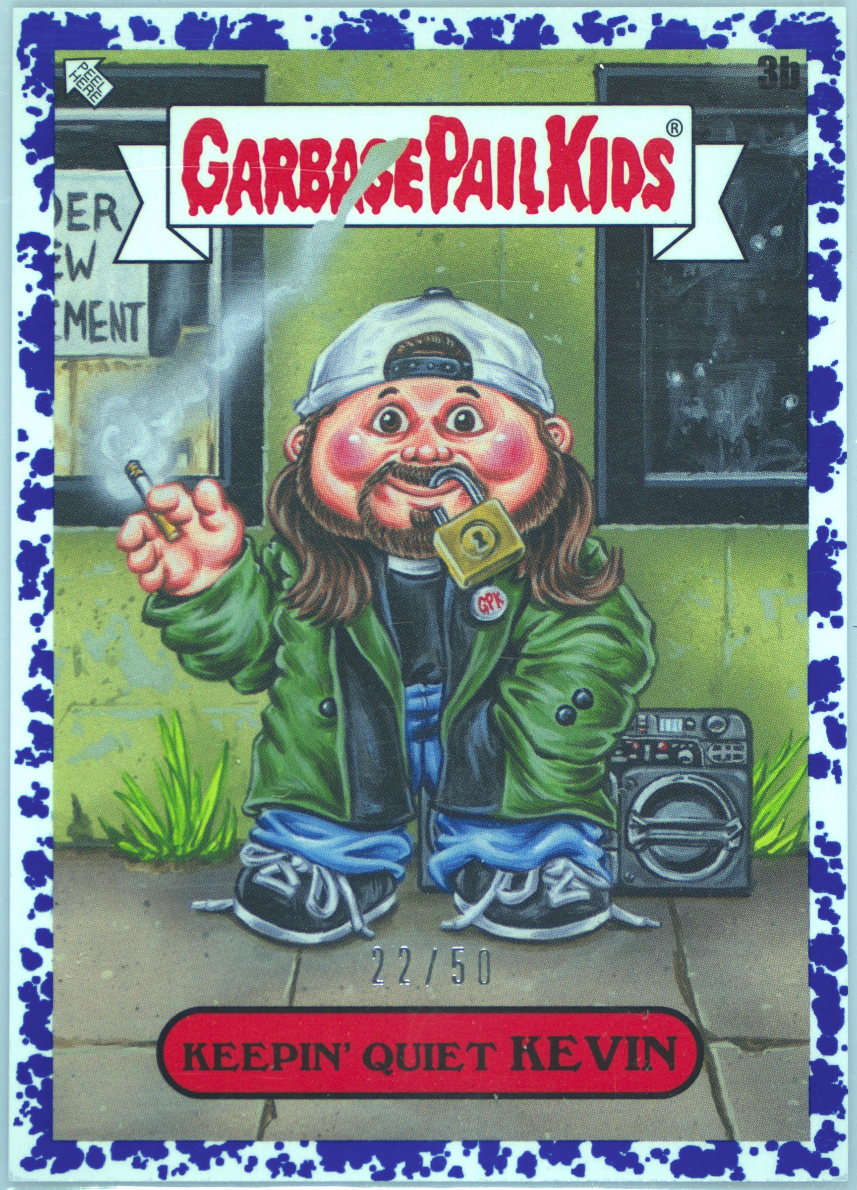 2023 Topps Garbage Pail Kids X View Askew Blue #3b Keepin' Quiet Kevin front