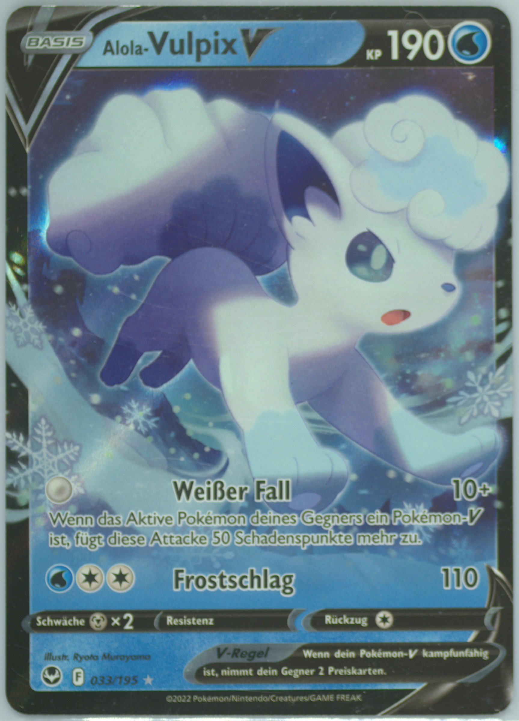 pokemon tcg silver tempest 033 195 alolan vulpix v card Amazon.com: Alolan Vulpix V 033/195- Silver Tempest - Pokemon Ultra Rare  Card main image 0