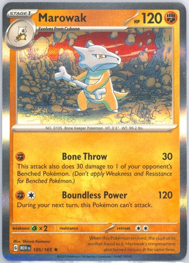 Auction Prices Realized Tcg Cards 2023 POKEMON MEW EN-151 Marowak