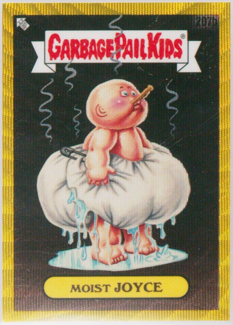 1986 Topps Garbage Pail Kids Original Series 6 Yellow Wave #207b Moist Joyce front