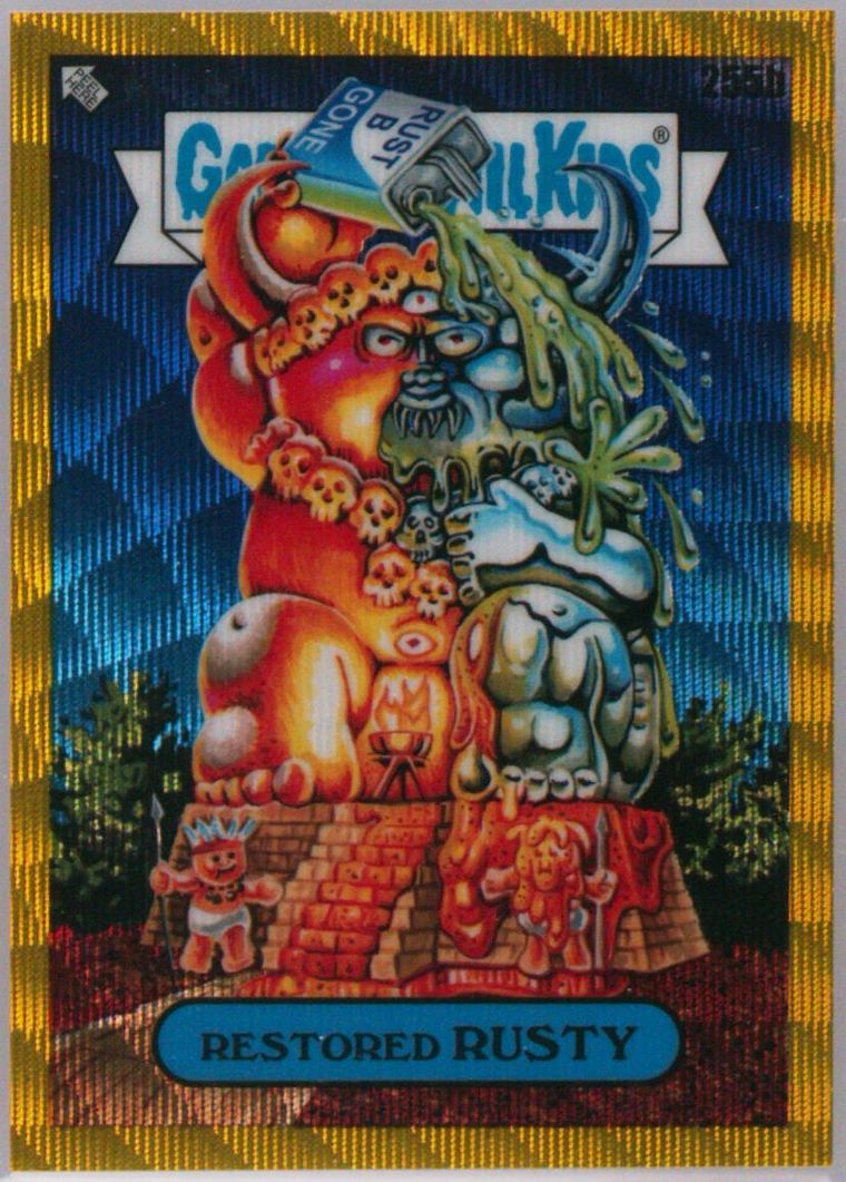 2023 Topps Garbage Pail Kids Chrome Yellow Wave #255b Restored Rusty front