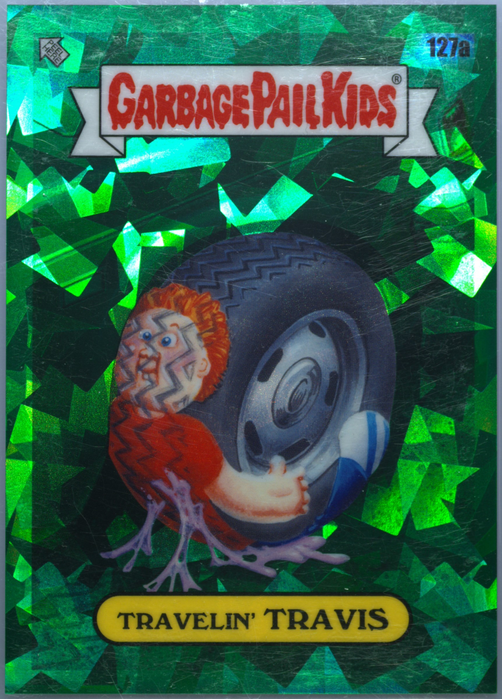 2021 Topps Garbage Pail Kids Sapphire Edition Green #127a Travelin' Travis front