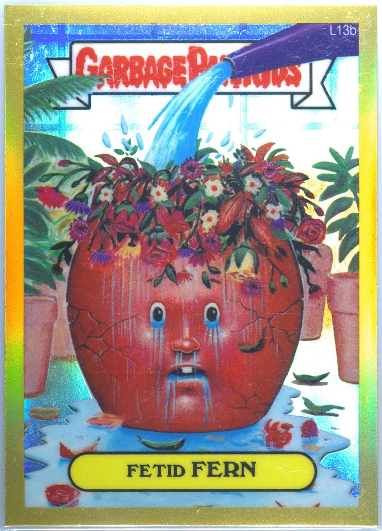 2013 Topps 2013 Garbage Pail Kids Chrome Series 1 Lost Gold Refractor #L13b Fetid Fern front