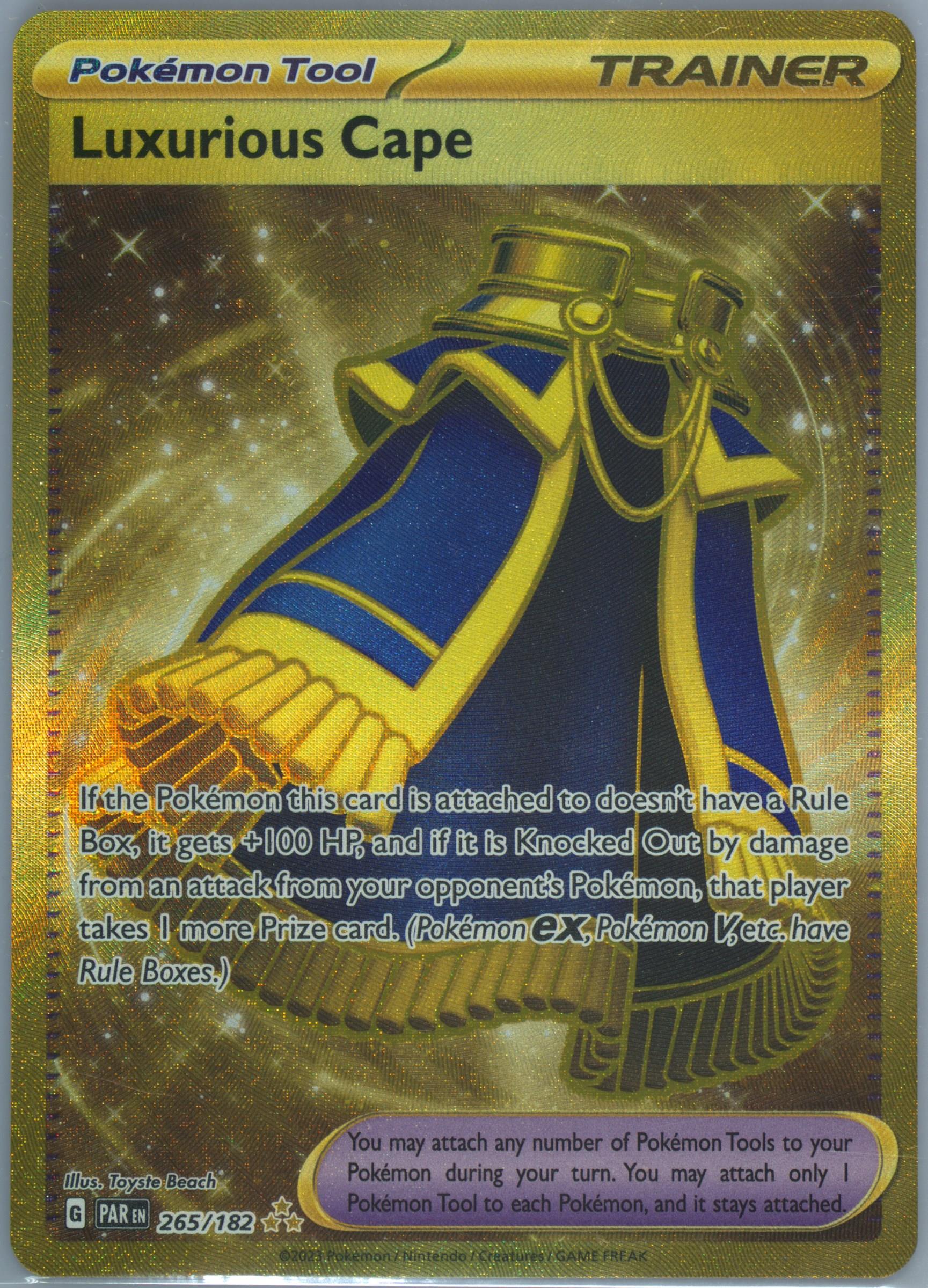 luxurious cape pokemon card value Amazon.com: Pokemon - Luxurious Cape 265/182 - Paradox Rift - Hyper Rare -  Gold Foil main image 1