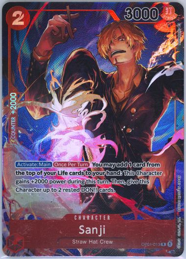 Sanji (Parallel) OP01-013 R Romance Dawn – One Piece Card Game, Japanese, Bandai, Near Mint
