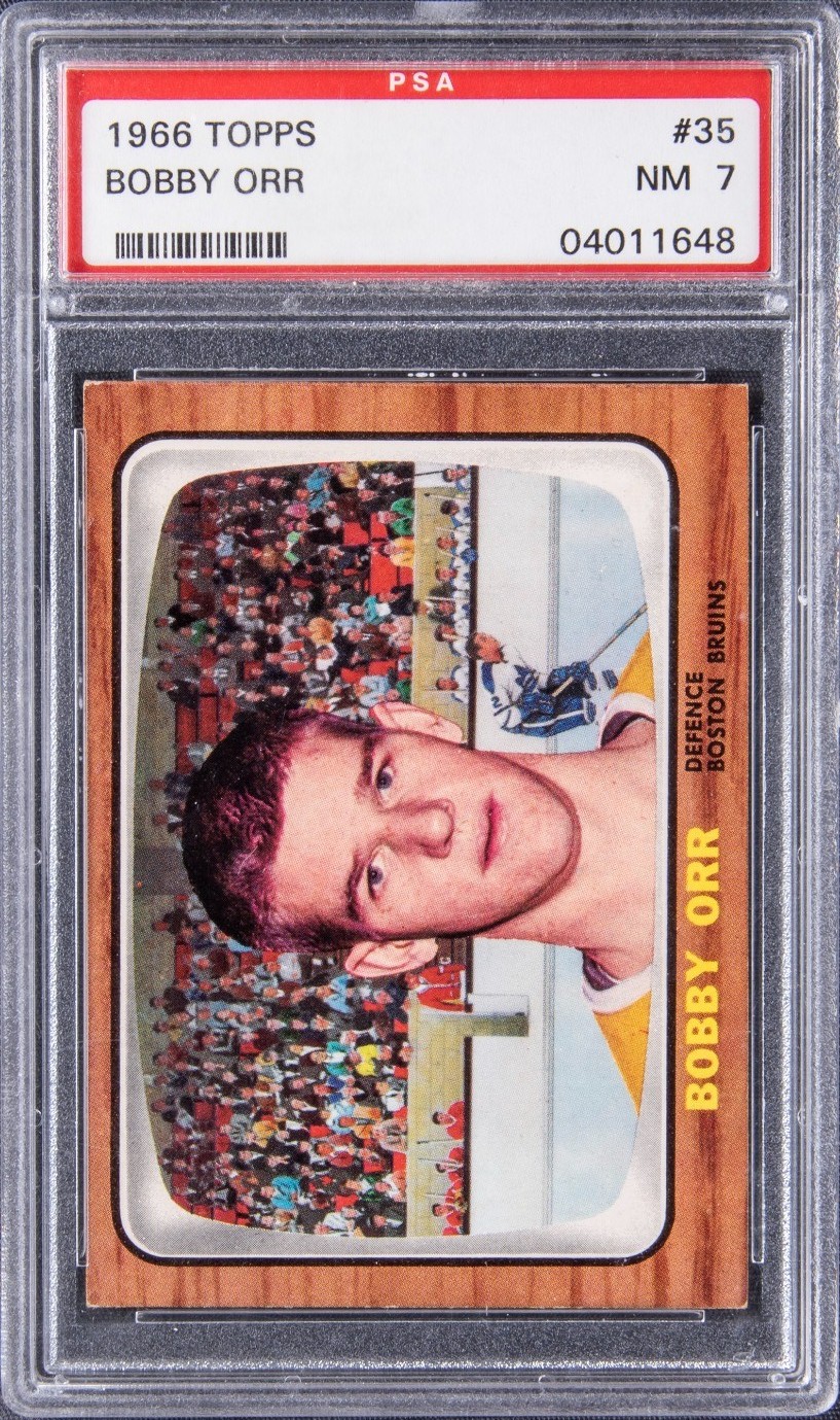 1966-67 Topps #35 Bobby Orr Rookie Card - PSA NM 7