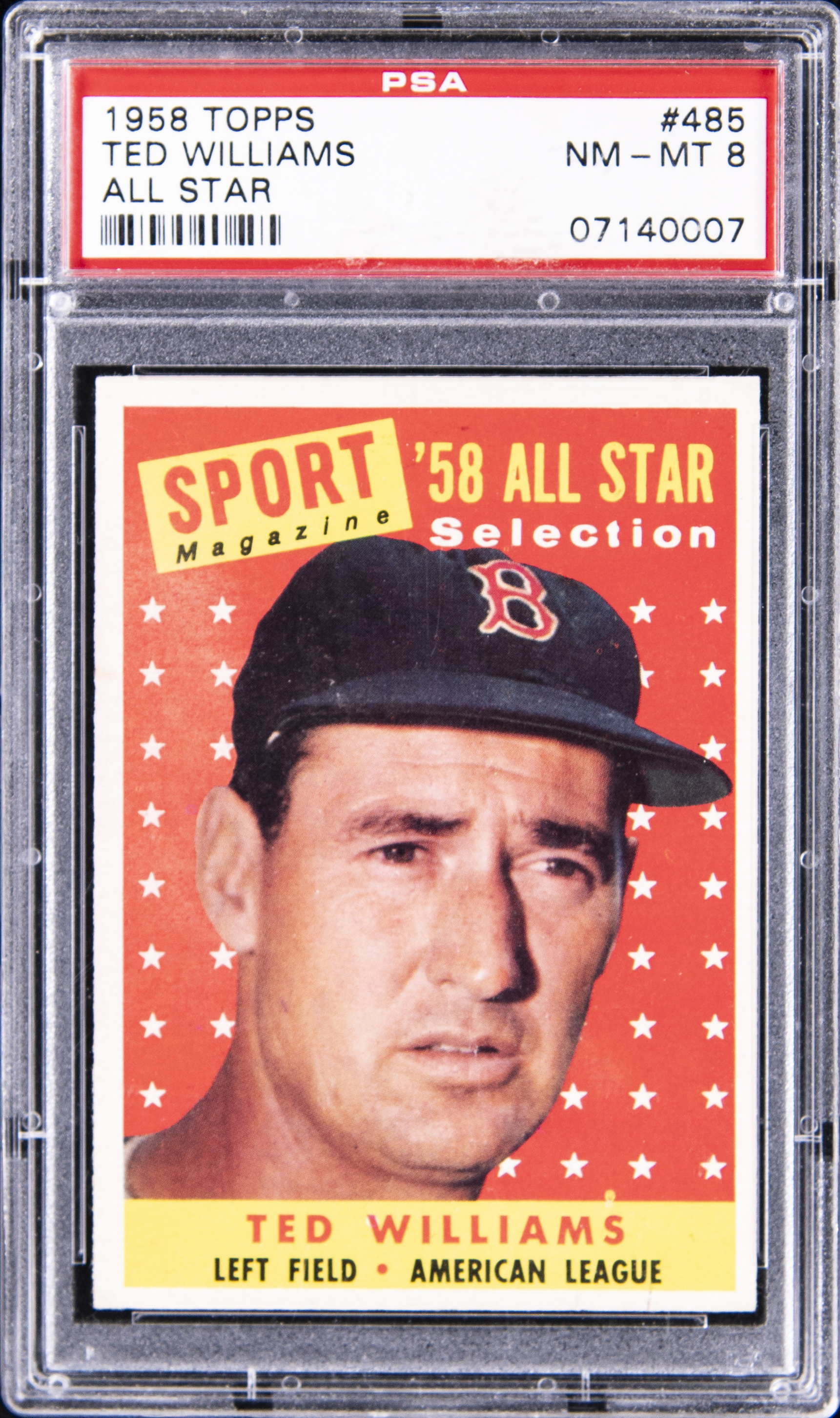 1958 Topps All Star #485 Ted Williams – PSA NM-MT 8