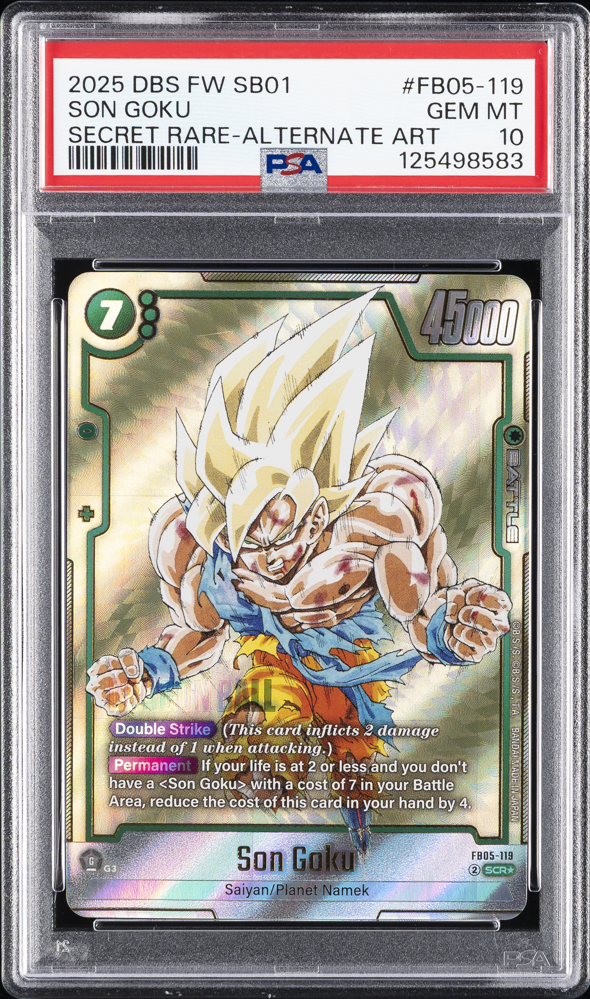 2025 #FB05-119 Son Goku PSA 10 Dragon Ball Super Card Game Fusion World Manga Booster 01 Pokemon