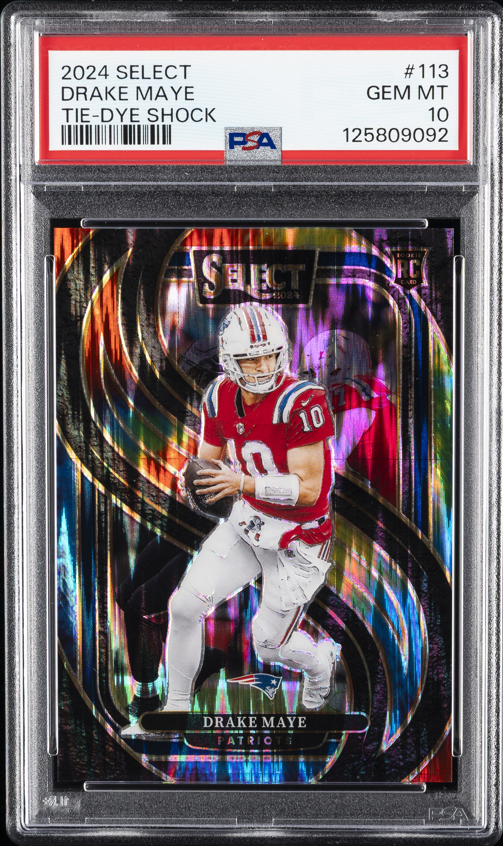 2024 PANINI SELECT TIE-DYE SHOCK #113 DRAKE MAYE 9/25 PSA 10