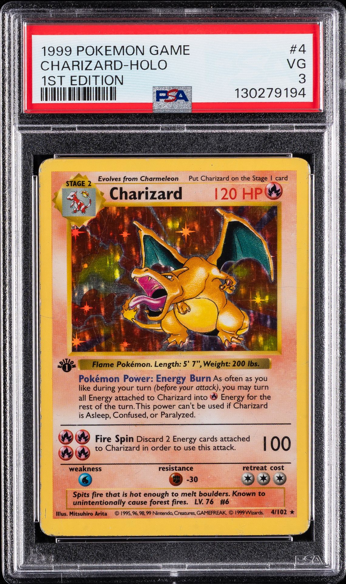 CHARIZARD-HOLO POKEMON GAME 1999