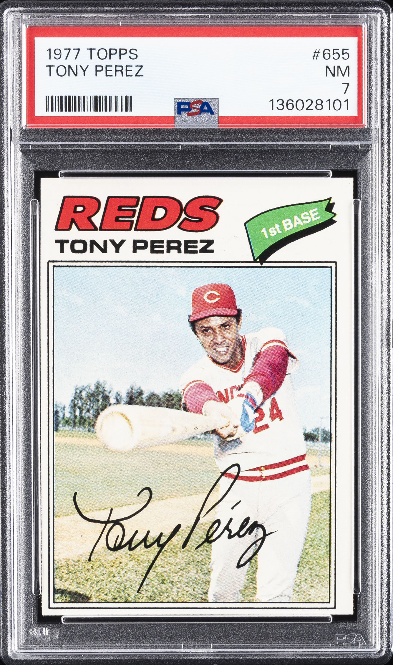 1977 TOPPS #655 TONY PEREZ PSA 7