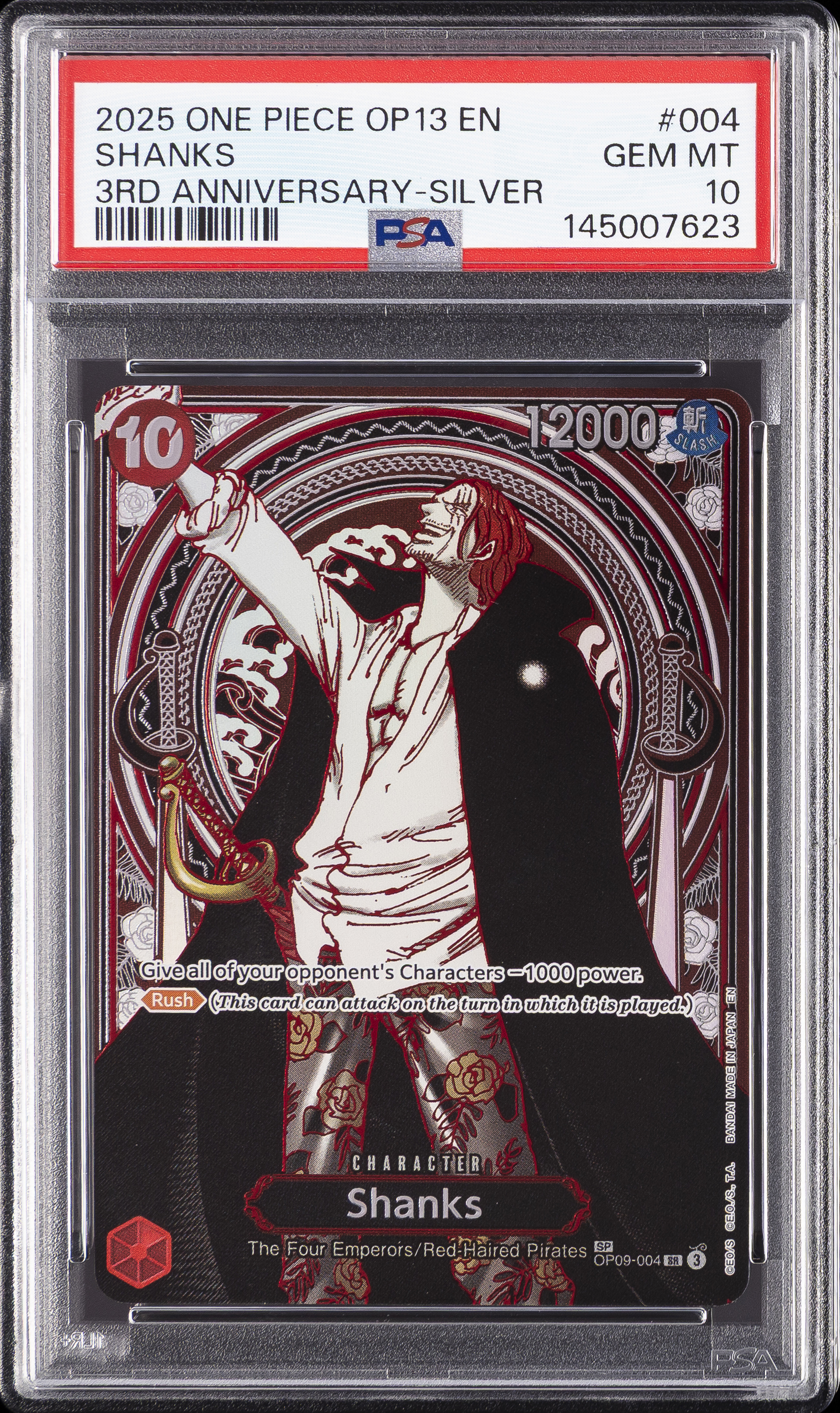 2025 #004 Shanks PSA 10 OP13-Carrying on His Will One Piece