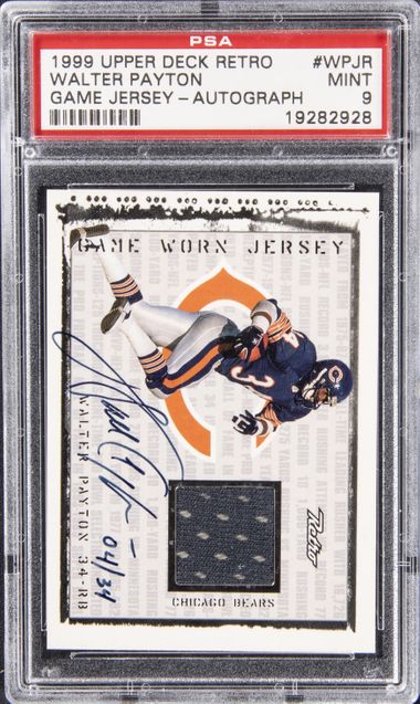 1999 Upper Deck Retro Game Jersey Autograph #WPJ-R Walter Payton Signed  Relic Card (#04/34) – PSA MINT 9 – Pop 1 on Goldin Auctions