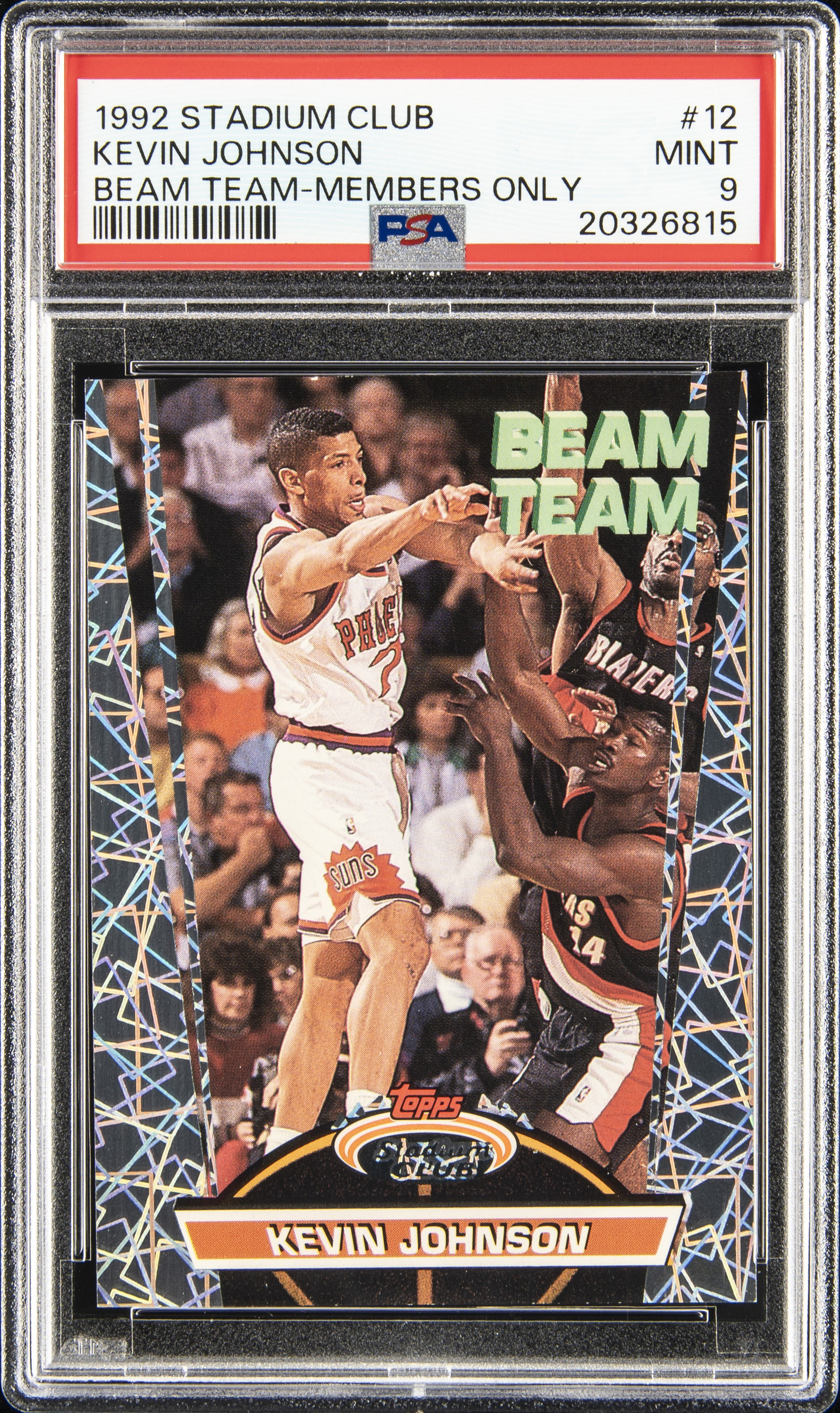 1992-93 Topps Stadium Club Beam Team Members Only #12 Kevin Johnson – PSA MINT 9