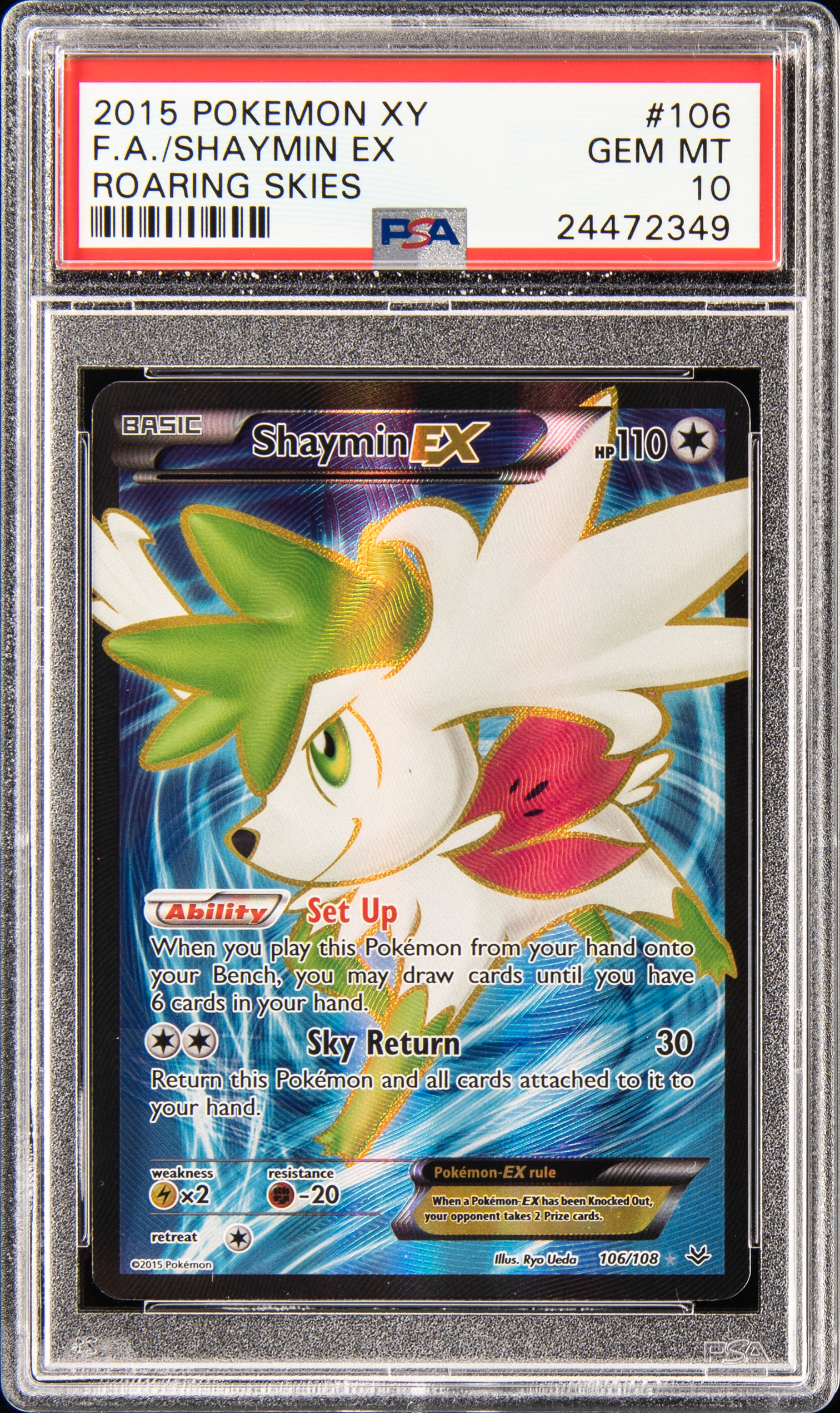 2015 Pokemon XY Roaring Skies Full Art #106 Shaymin Ex – PSA GEM MT 10