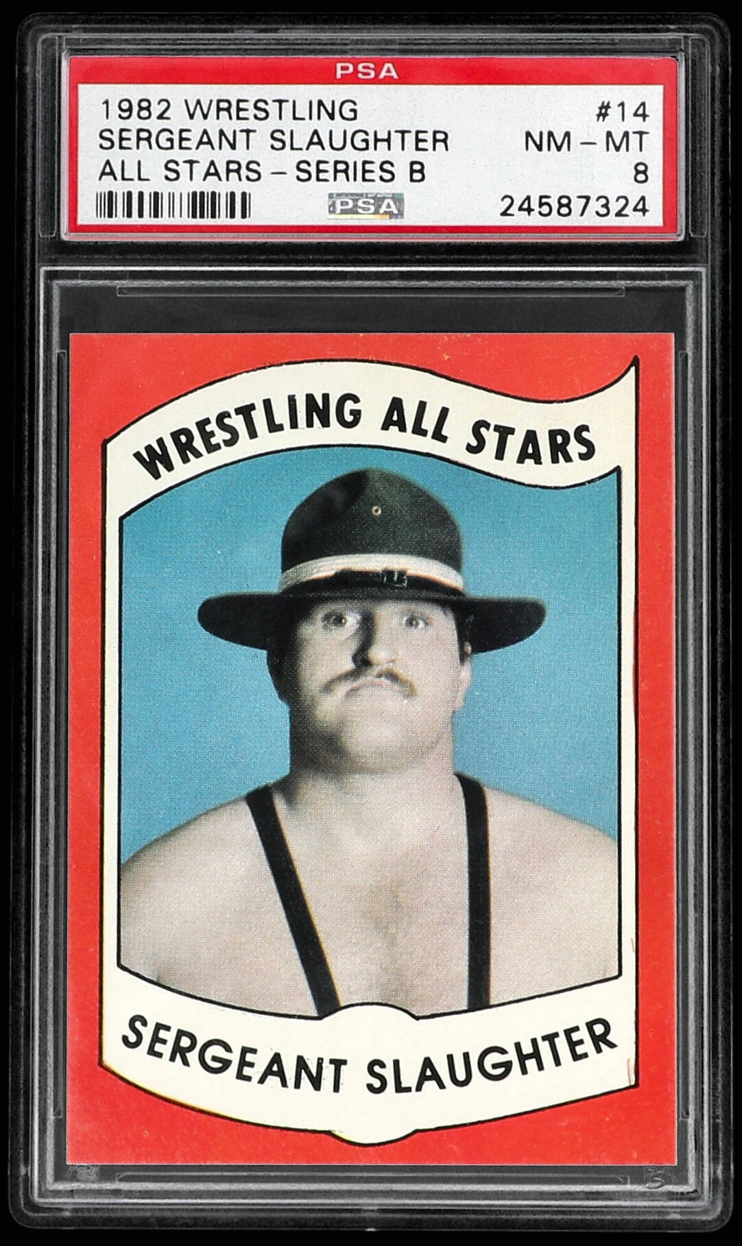 1982 Wrestling All-Stars Series B #14 Sergeant Slaughter Rookie Card - PSA NM-MT 8