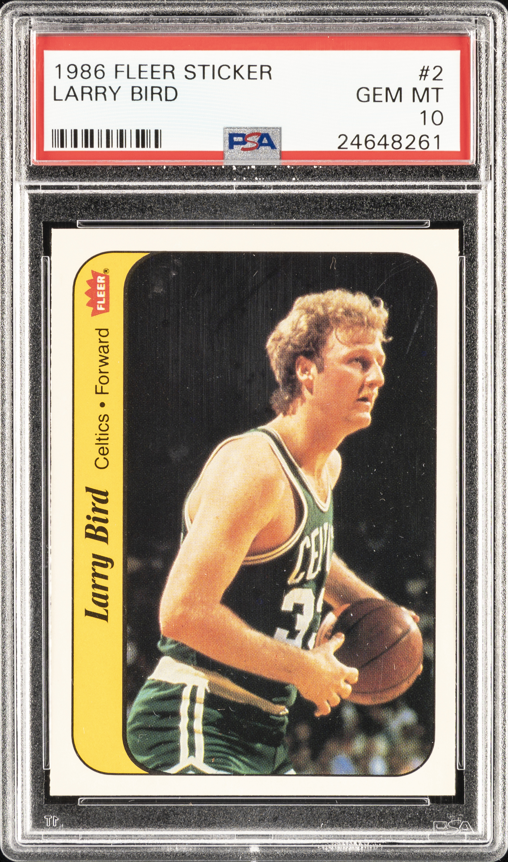 1986-87 Fleer Sticker #2 Larry Bird - PSA GEM MT 10