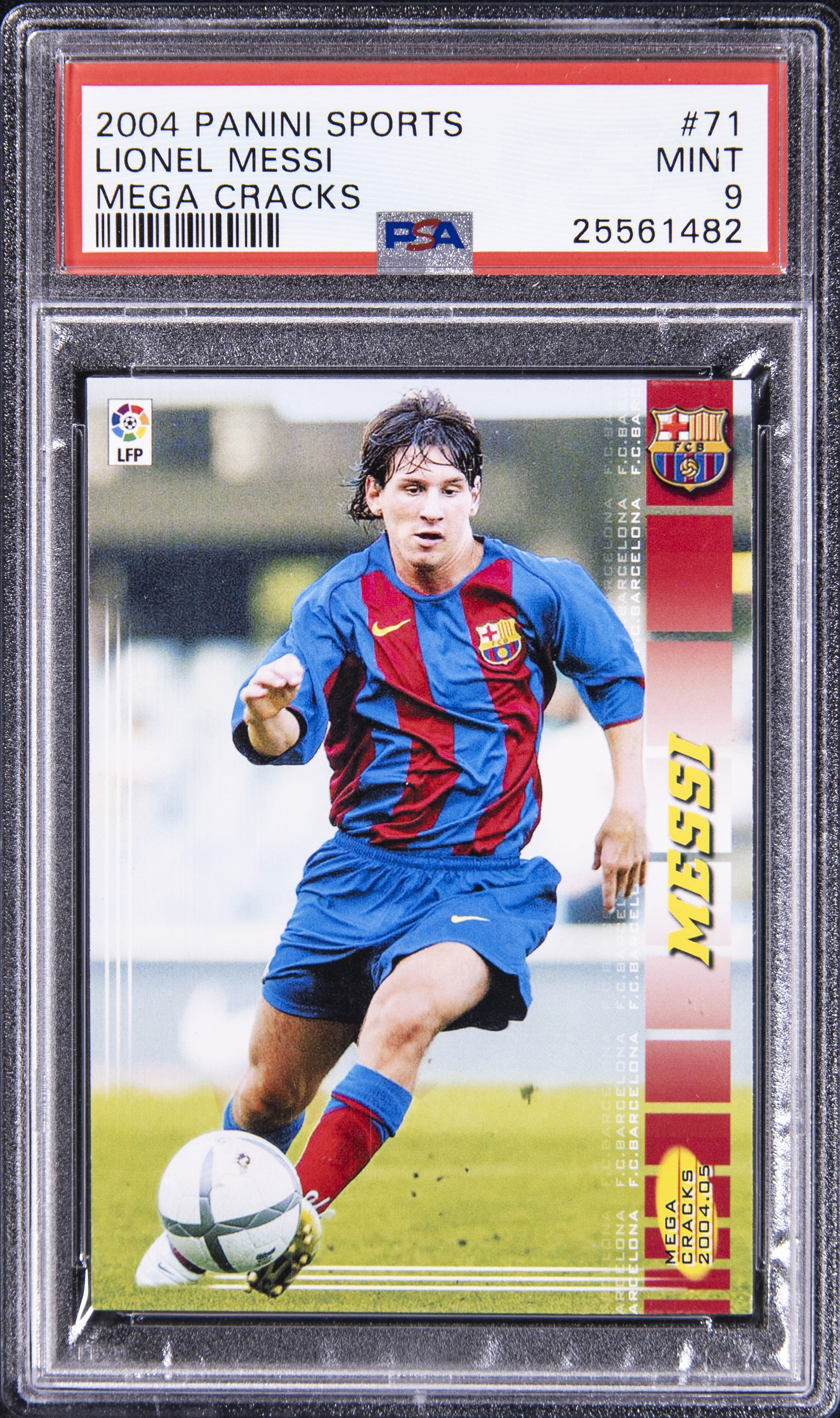 2004 Panini Sports Mega Cracks #71 Lionel Messi Rookie Card – PSA MINT 9