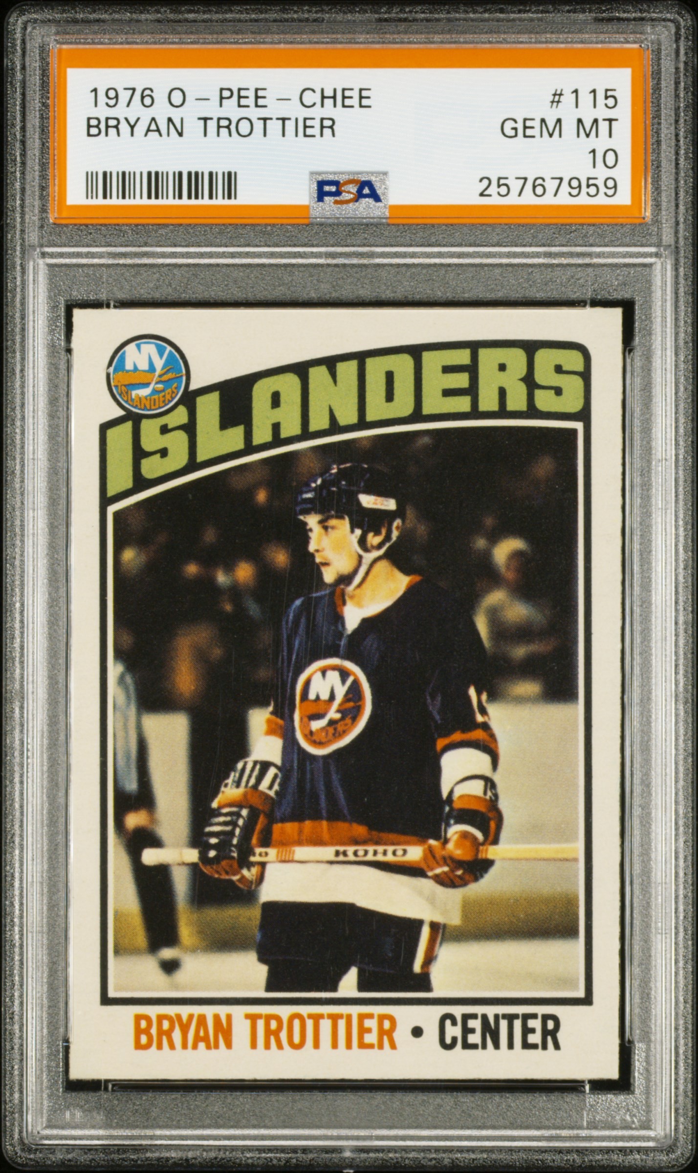 1976-77 O-Pee-Chee #115 Bryan Trottier Rookie Card - PSA GEM MT 10