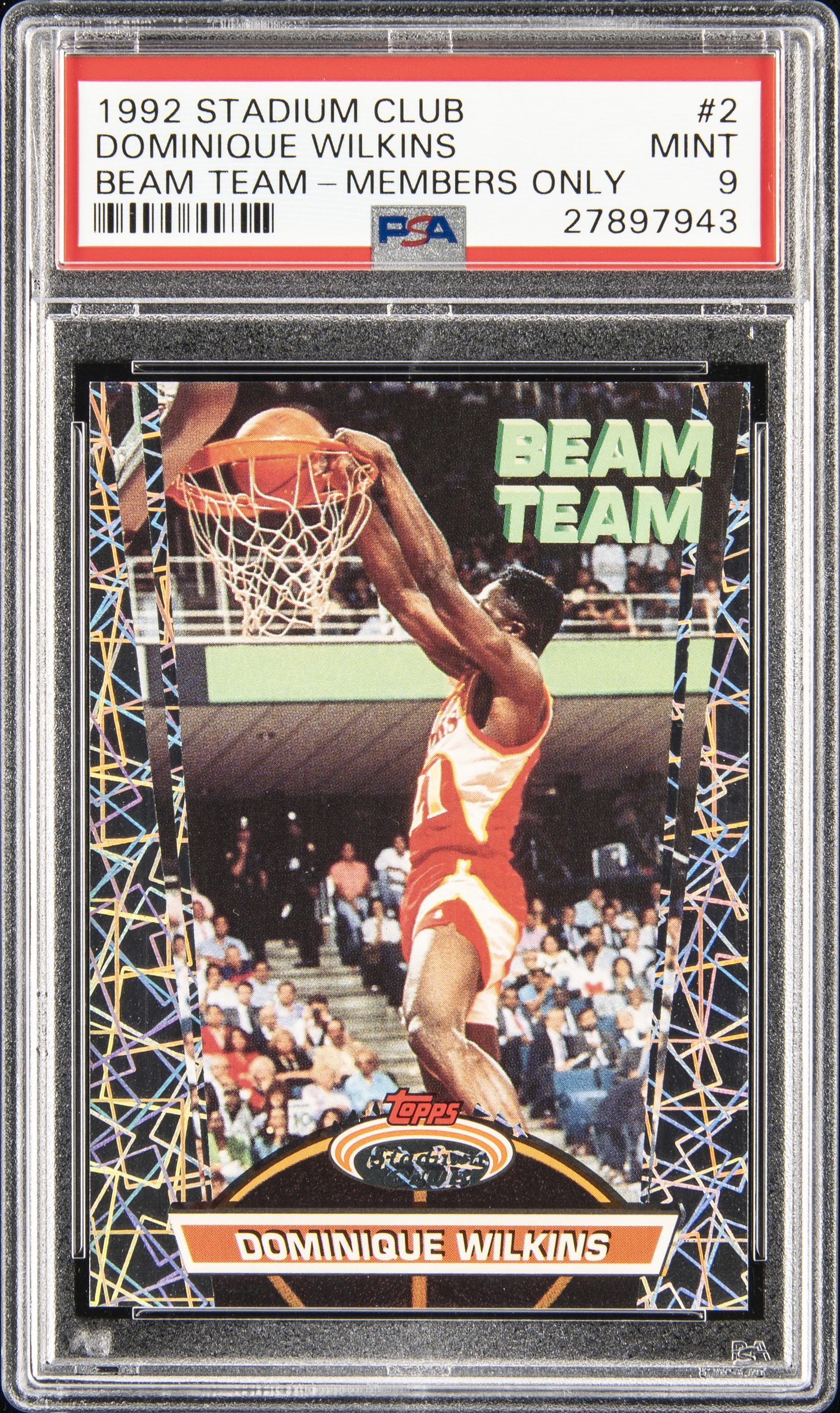 1992-93 Topps Stadium Club Beam Team Members Only #2 Dominique Wilkins – PSA MINT 9