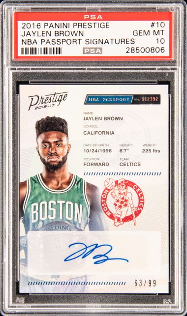 2016 Panini Prestige NBA Passport Signatures 10 Jaylen Brown – PSA