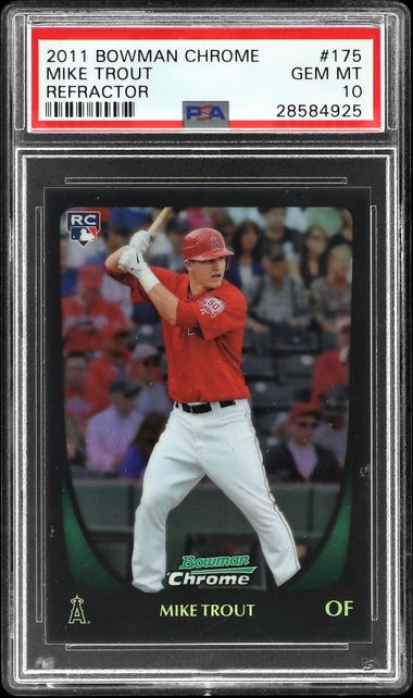 2017 Topps Chrome Mike Trout Red Jersey Green Refractor Angels 