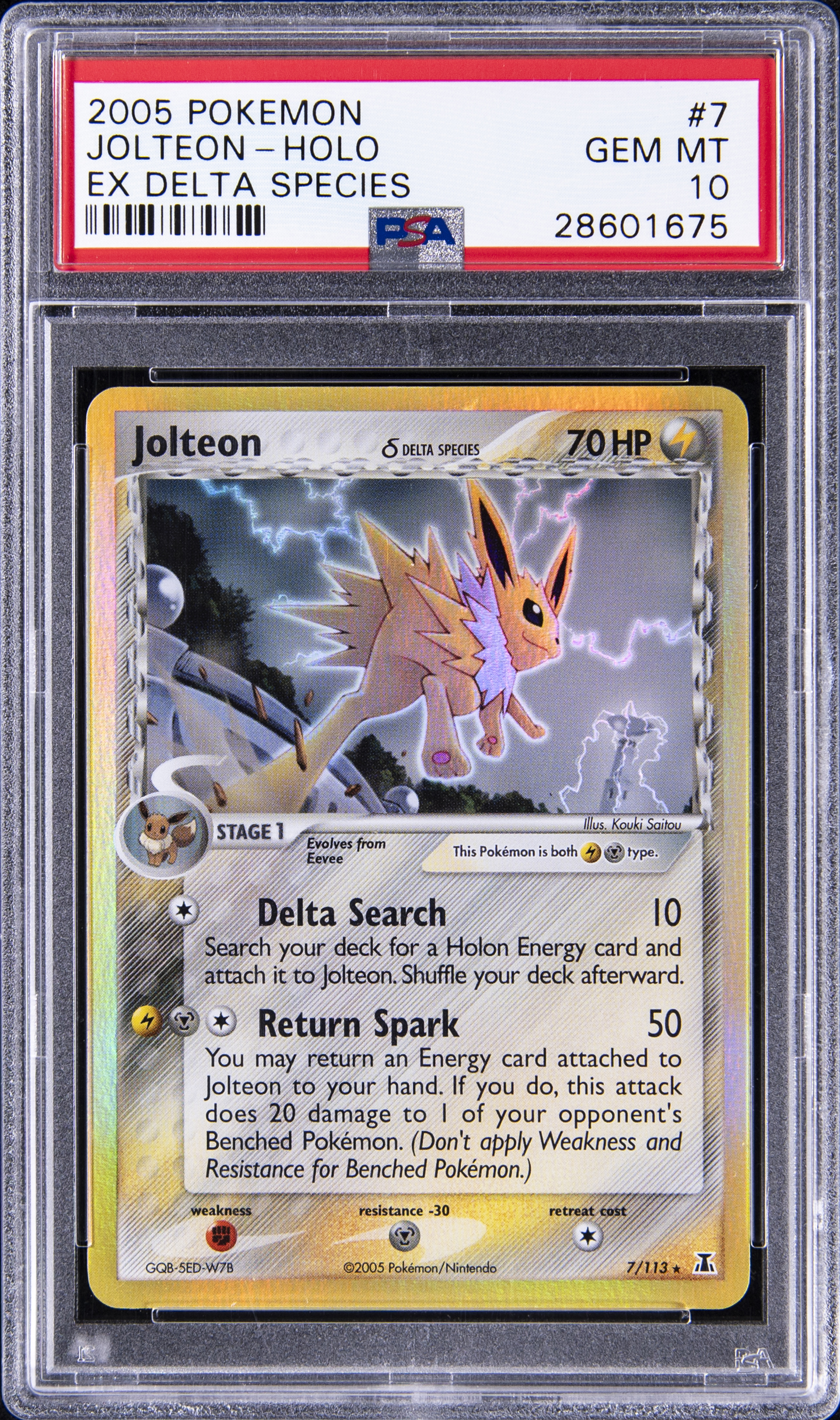 2005 Pokemon Ex Delta Species Holofoil #7 Jolteon – PSA GEM MT 10