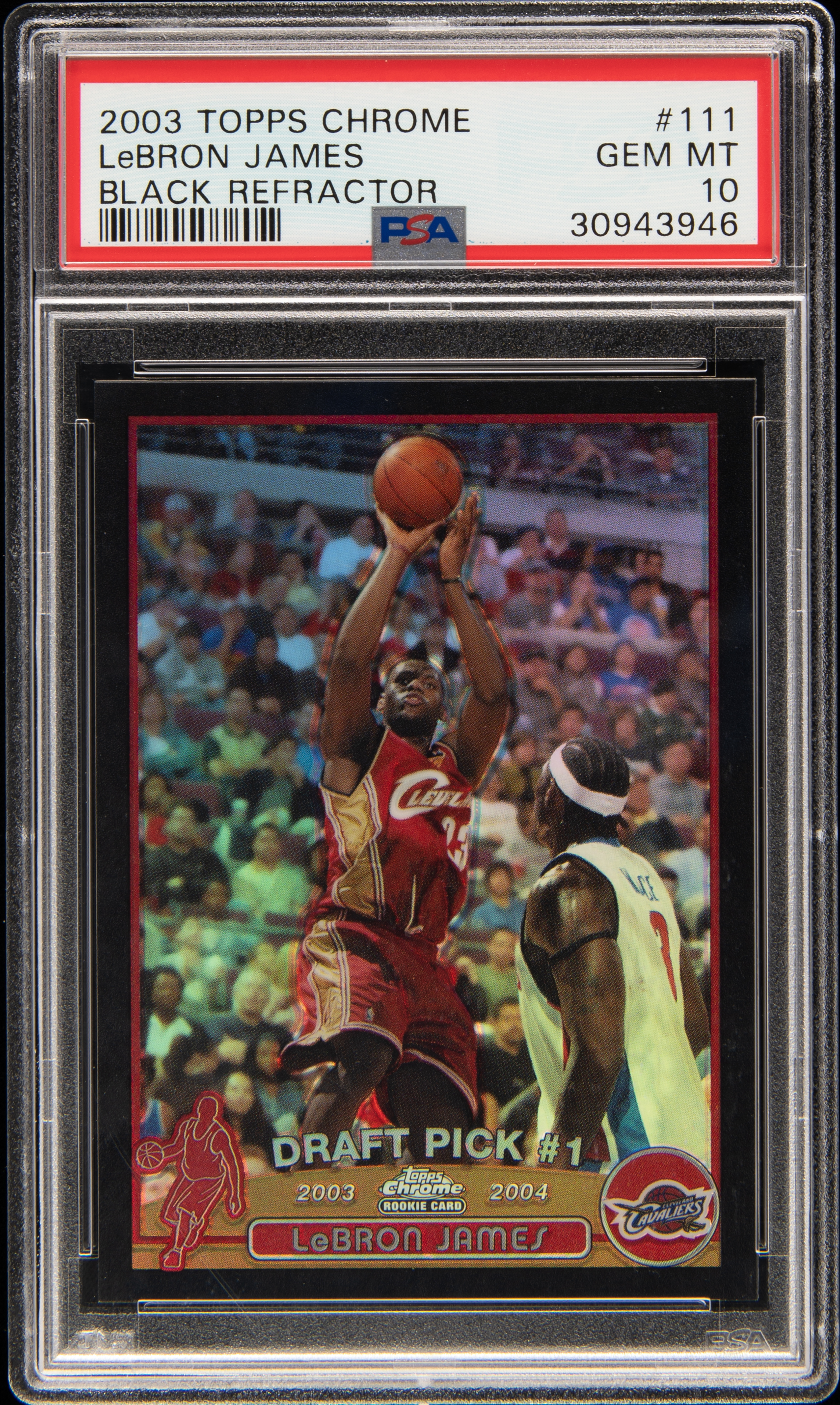 2003-04 Topps Chrome Black Refractor #111 LeBron James Rookie Card (#481/500) - PSA GEM MT 10