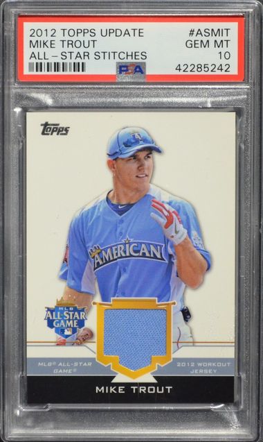 MIKE TROUT (PSA 9) 2012 Topps Update Series All-Star Stitches Relic