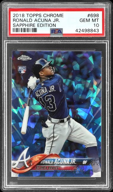 2018 Topps Update Ronaldo Acuna Jr. At-Bat in Blue Jersey PSA 10 GEM MT