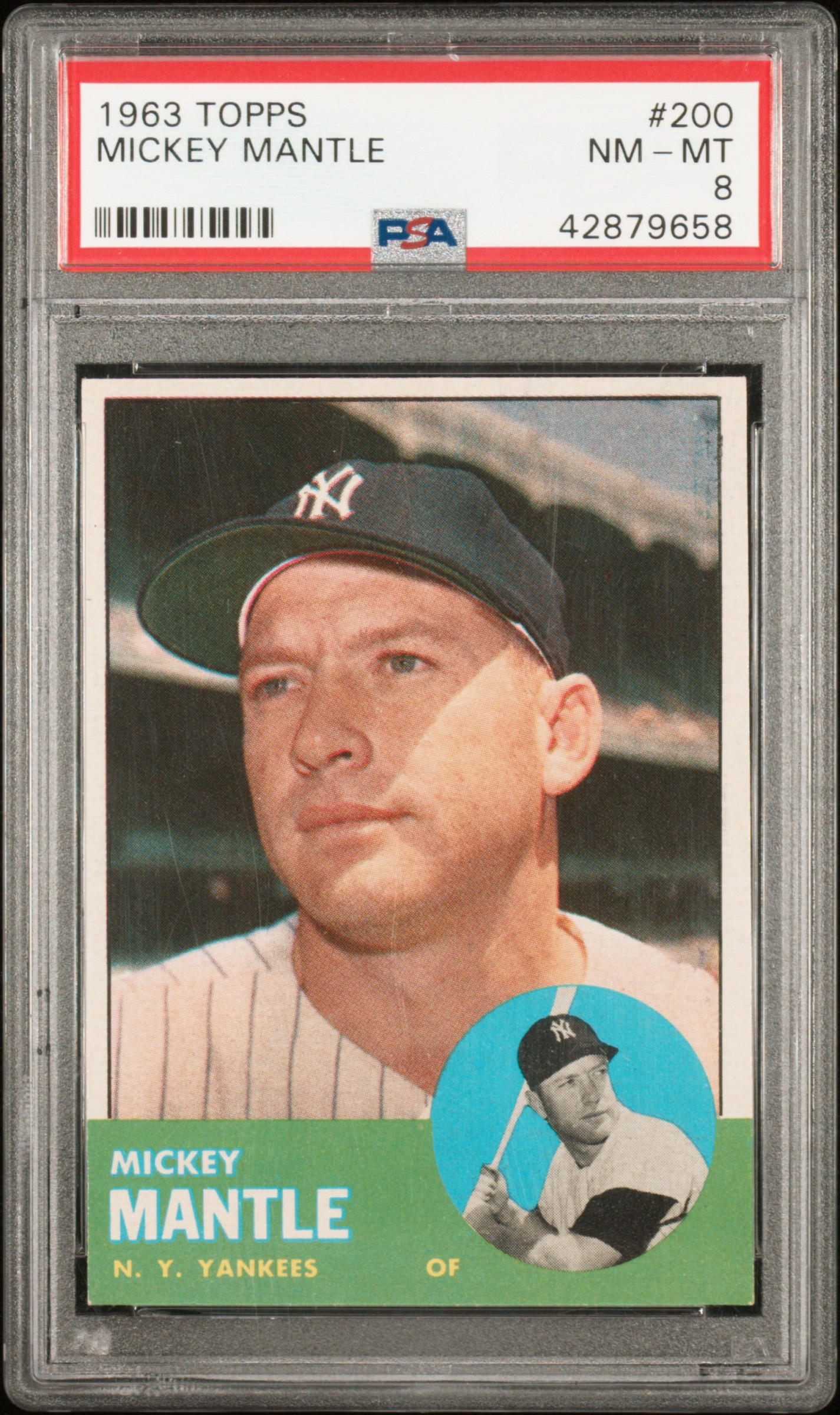 1963 Topps #200 Mickey Mantle - PSA NM-MT 8