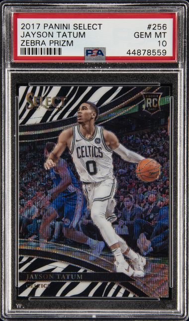 2017-18 Panini Select Zebra Prizm #256 Jayson Tatum Rookie Card