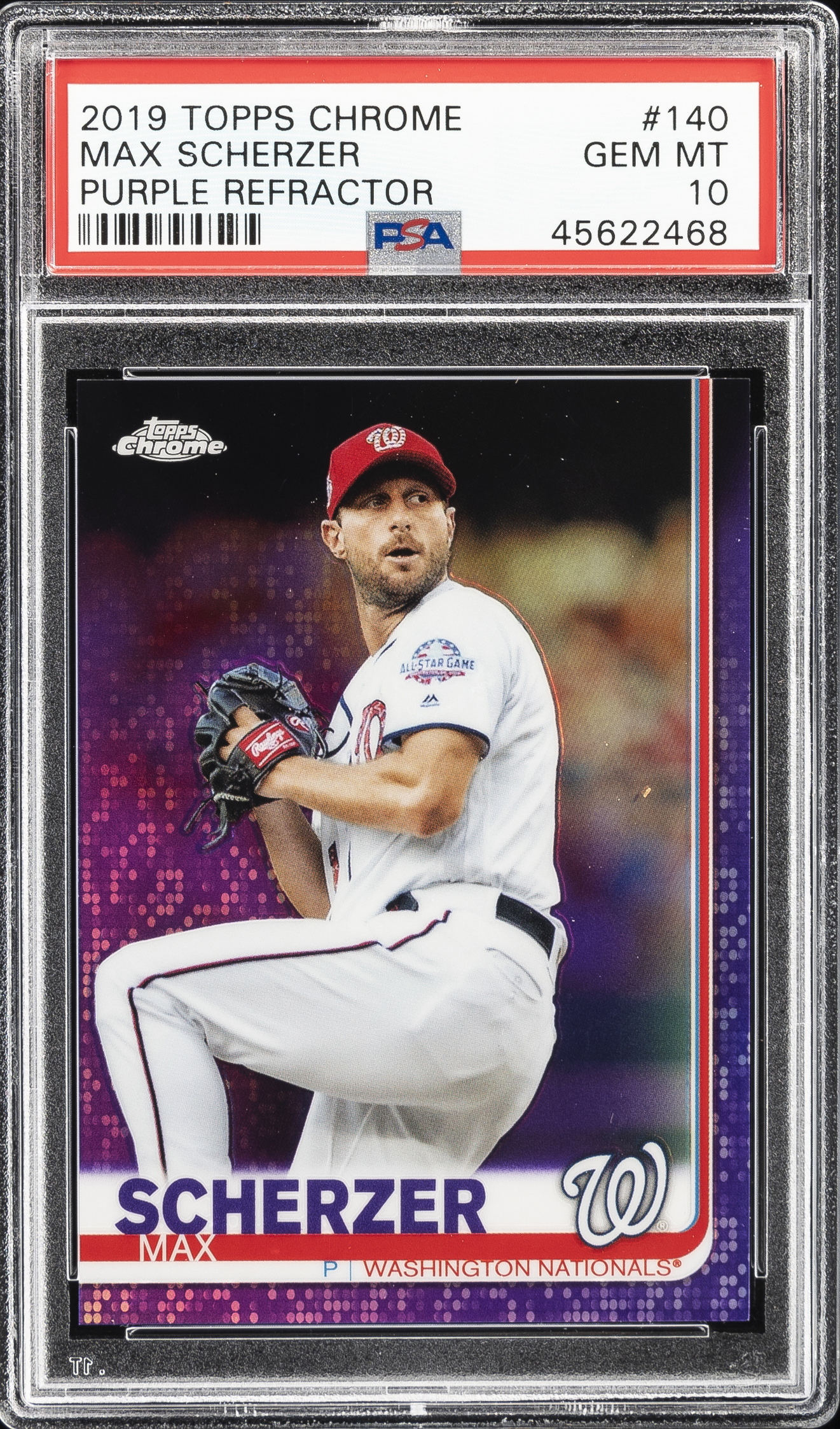 2019 Topps Chrome Purple Refractor #140 Max Scherzer (#118/299) – PSA GEM MT 10