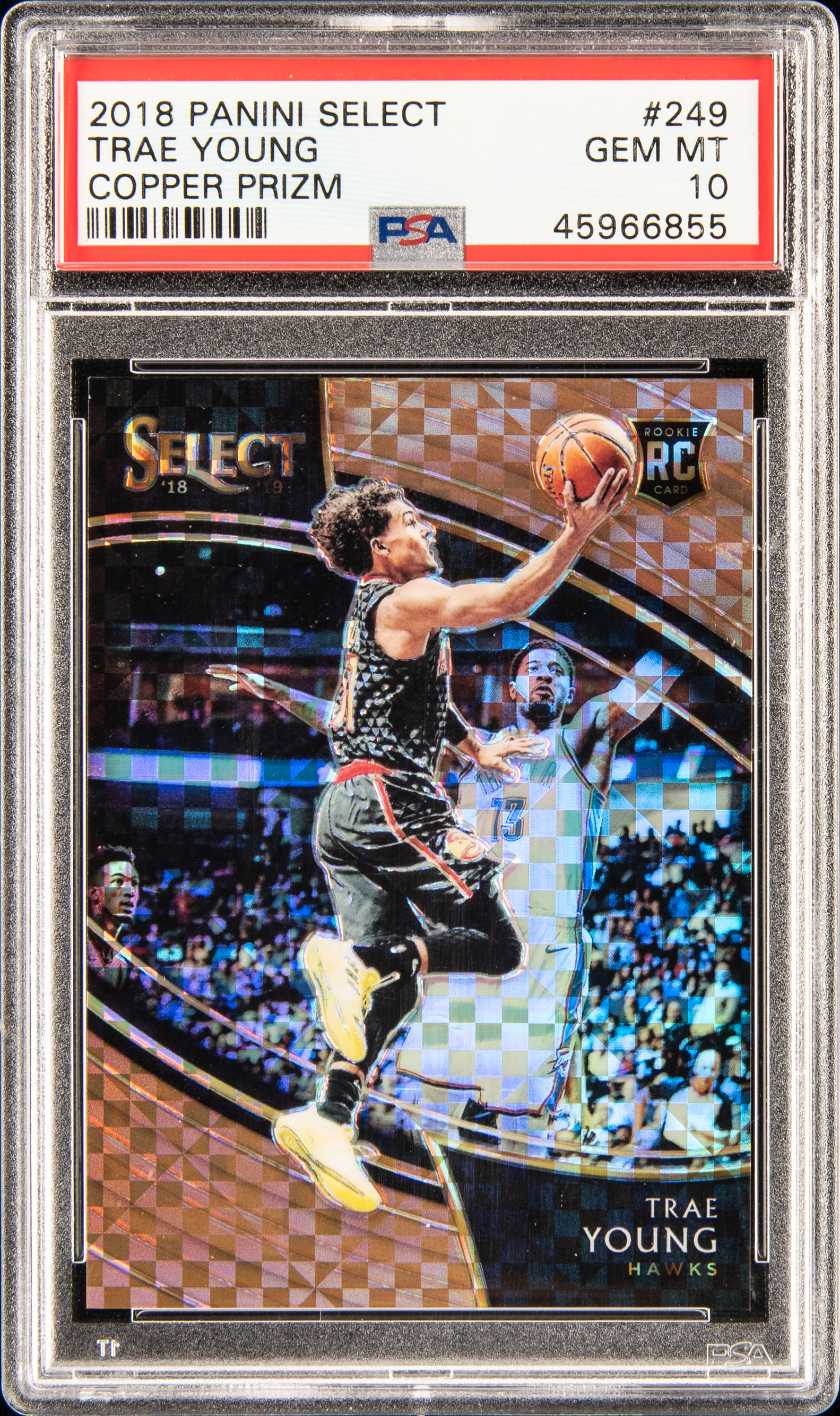 2018-19 Panini Select Copper Prizm #249 Trae Young Rookie Card (#07/60) – PSA GEM MT 10