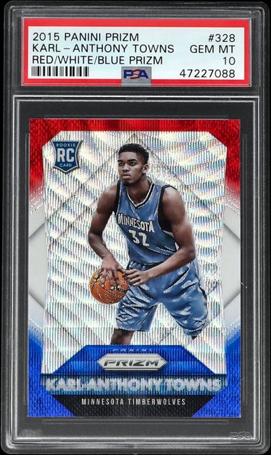 2015 Panini Prizm Red/White/Blue Prizm 328 Karl-Anthony Towns