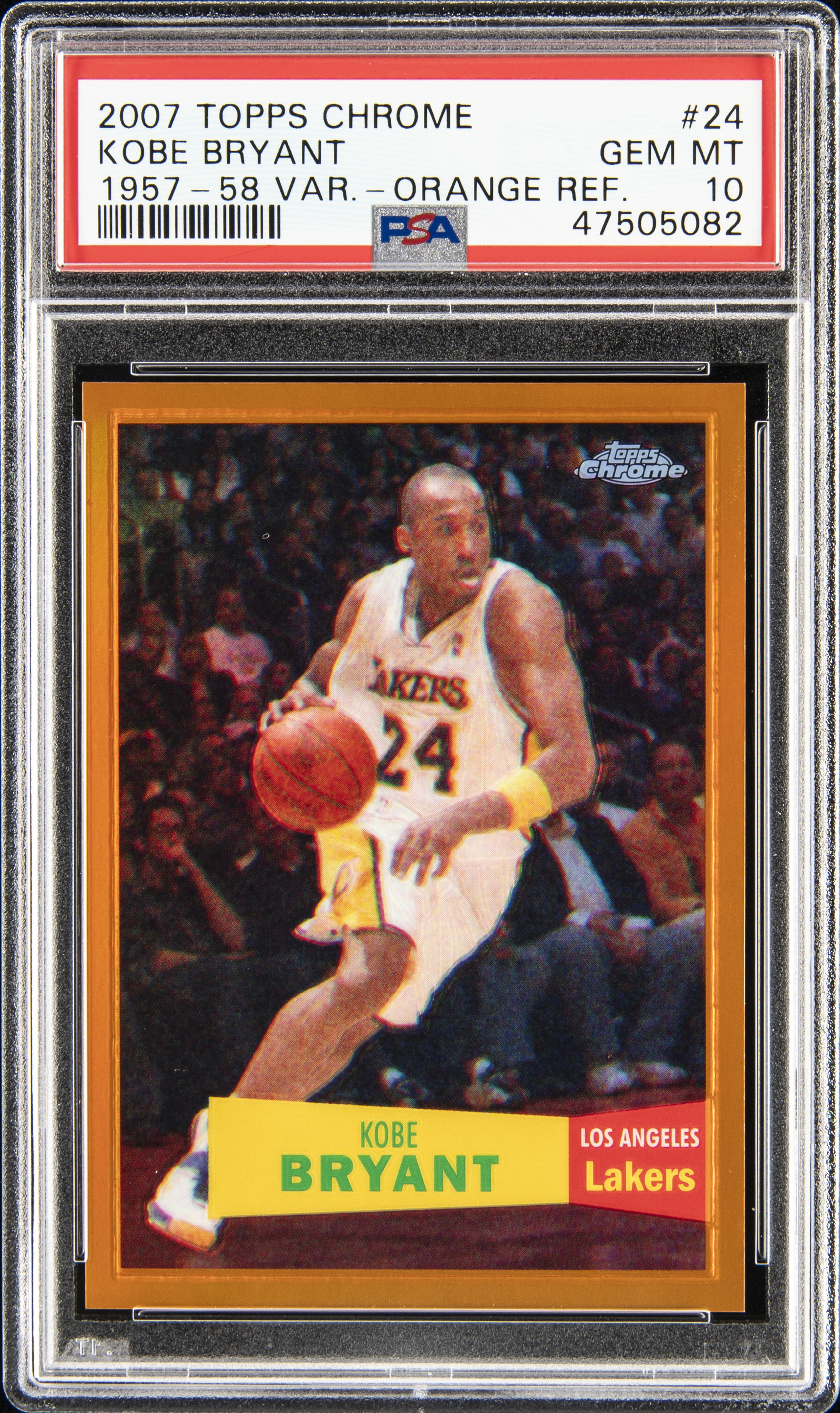 2007 Topps Chrome Orange Refractor '57-58 Variation (#70/199) Kobe Bryant #24 PSA Gem Mint 10