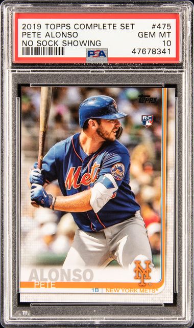 2019 Topps Complete Set #475 Pete Alonso, No Sock Showing Rookie