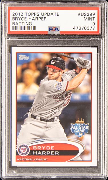 2012 Topps Update BRYCE HARPER Rookie Card Batting #US299 Nationals PSA 9