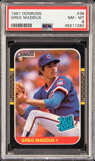 1987 Donruss #36 Greg Maddux Rookie Card – PSA NM-MT 8 on Goldin