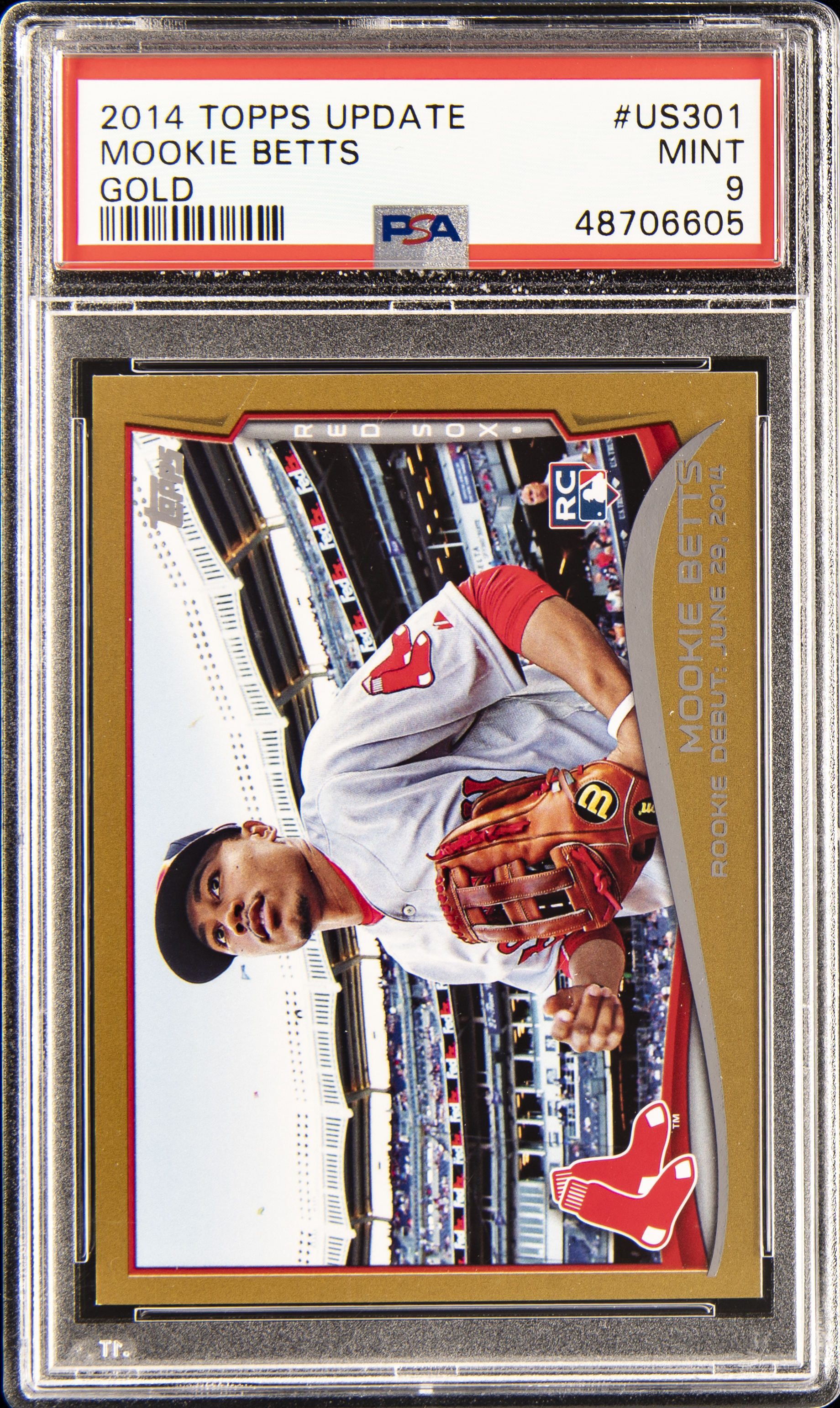 2014 Topps Update Gold Us301 Mookie Betts Rookie Card – PSA MINT 9