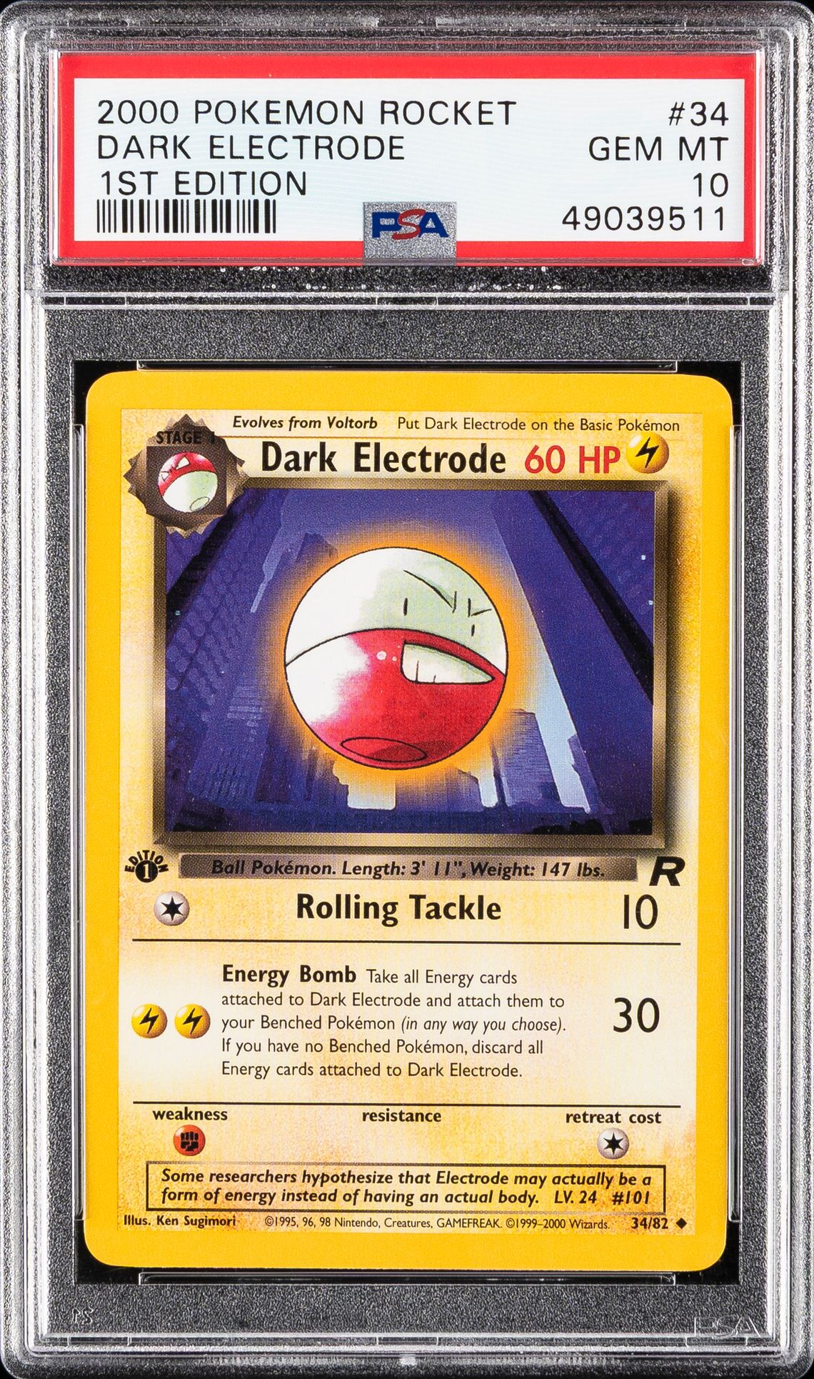 2000 Pokemon Rocket #34 Dark Electrode - 1st Edition (PSA 10)