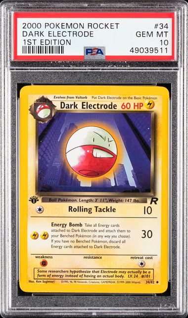 2000 Pokemon Rocket #34 Dark Electrode - 1st Edition (PSA 10)
