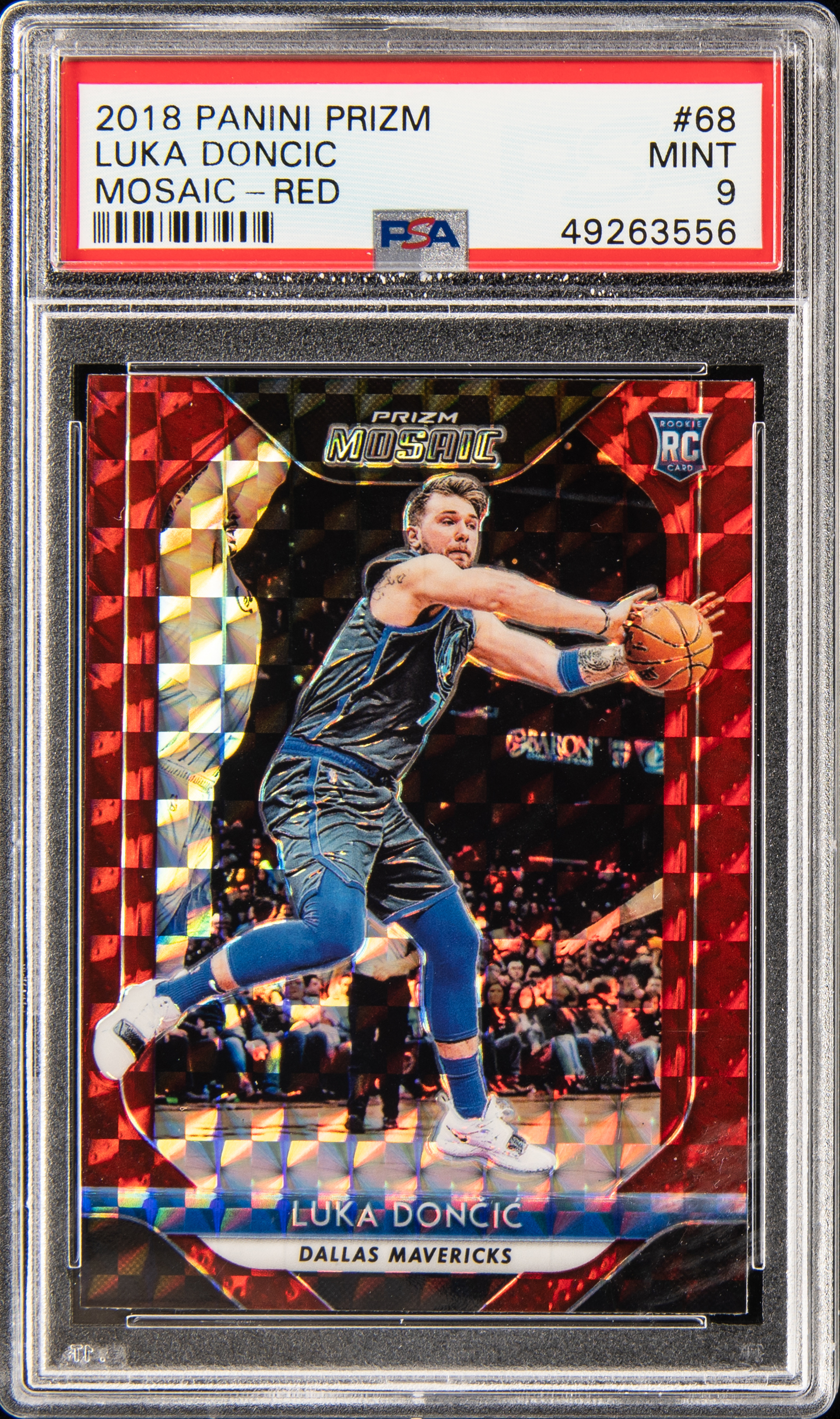 2018-19 Panini Prizm Mosaic Red #68 Luka Doncic Rookie Card – PSA MINT 9